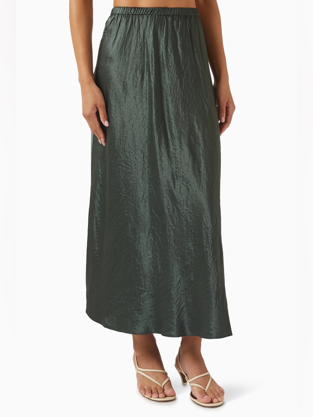 NWT Eileen Fisher Petite Textured Satin Elastic Waist Bias Maxi Skirt Sz M - Picture 2 of 9